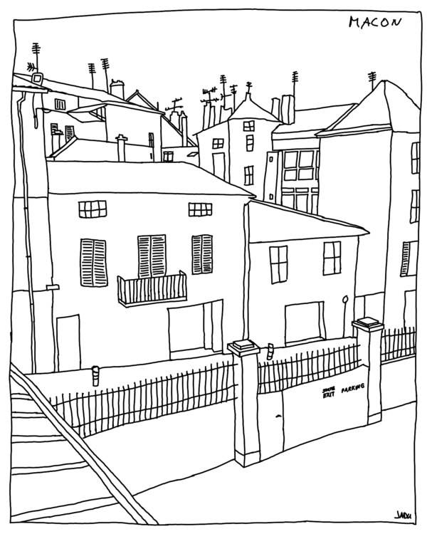 Macon, Rue Paul Gateaud. View from our hotel...